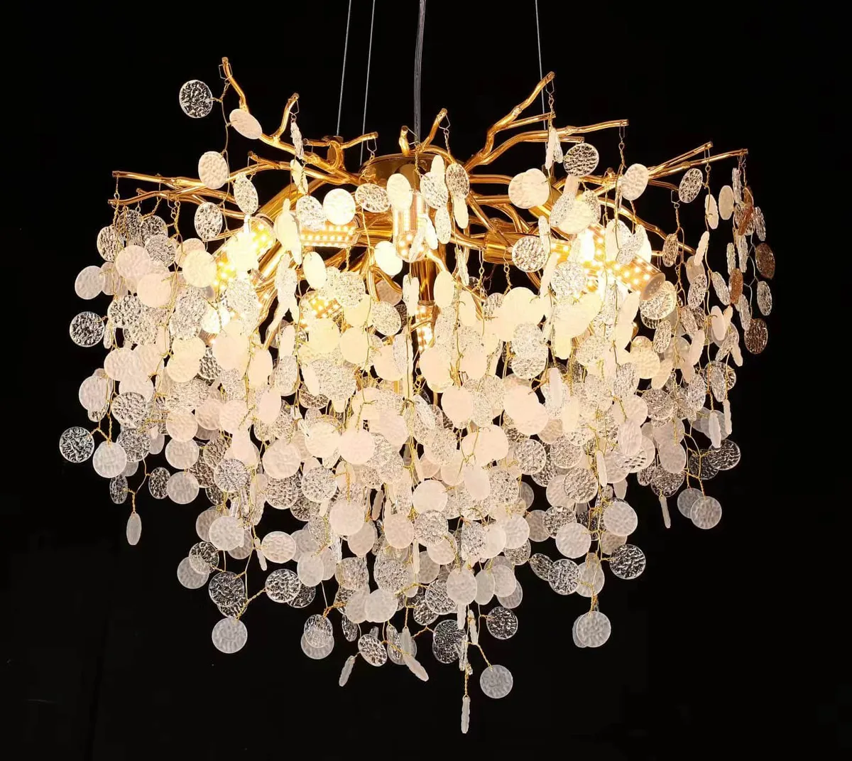 Copper Coin Crystal Branch Chandelier