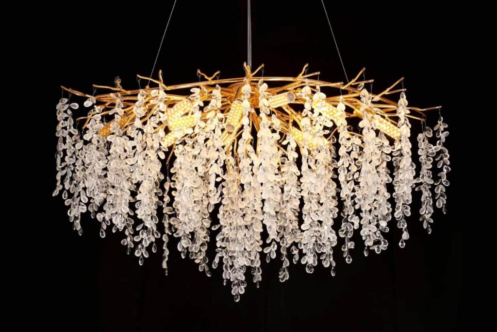 Grape Tree Branch Crystal Chandelier (5003) installed in an interior