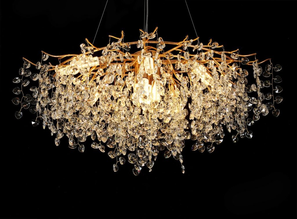 Heart Tree Branch Crystal Chandelier (5023) installed in an interior