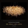 Oval crystal branch chandelier size reference — 120×60cm / 47.2×23.6 inches