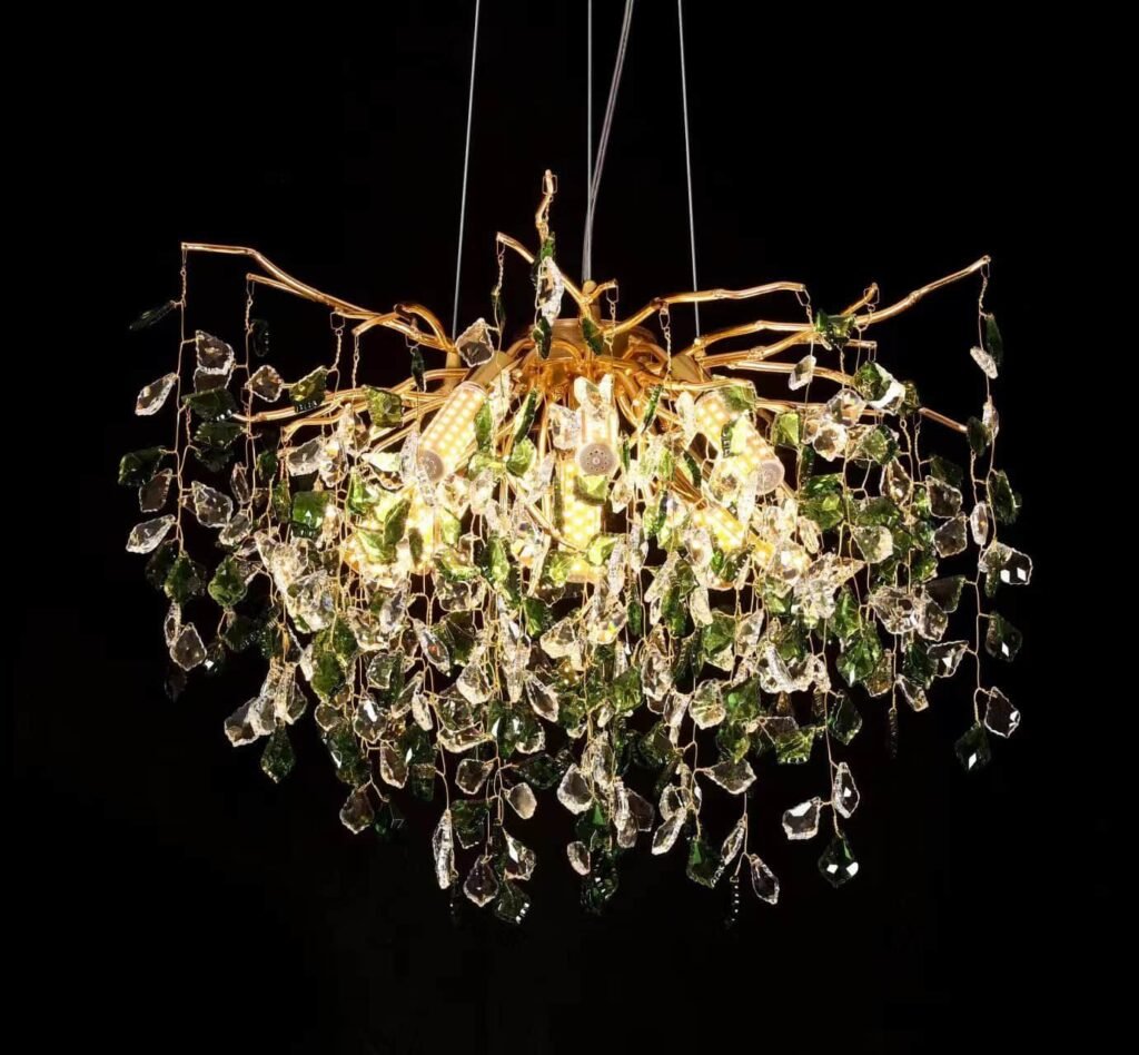 Pagoda Tree Branch Crystal Chandelier (5032) crystal and finish close-up