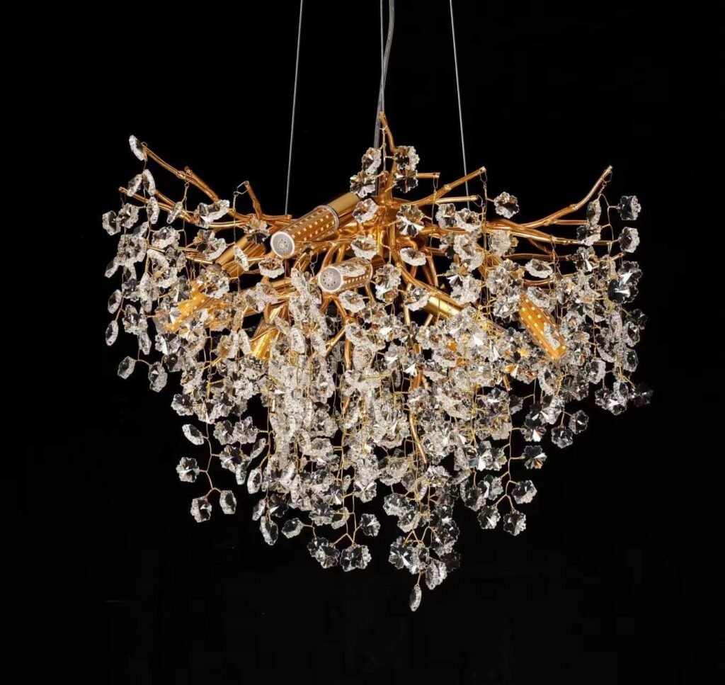 Snowflake Tree Branch Crystal Chandelier (5019) crystal and finish close-up