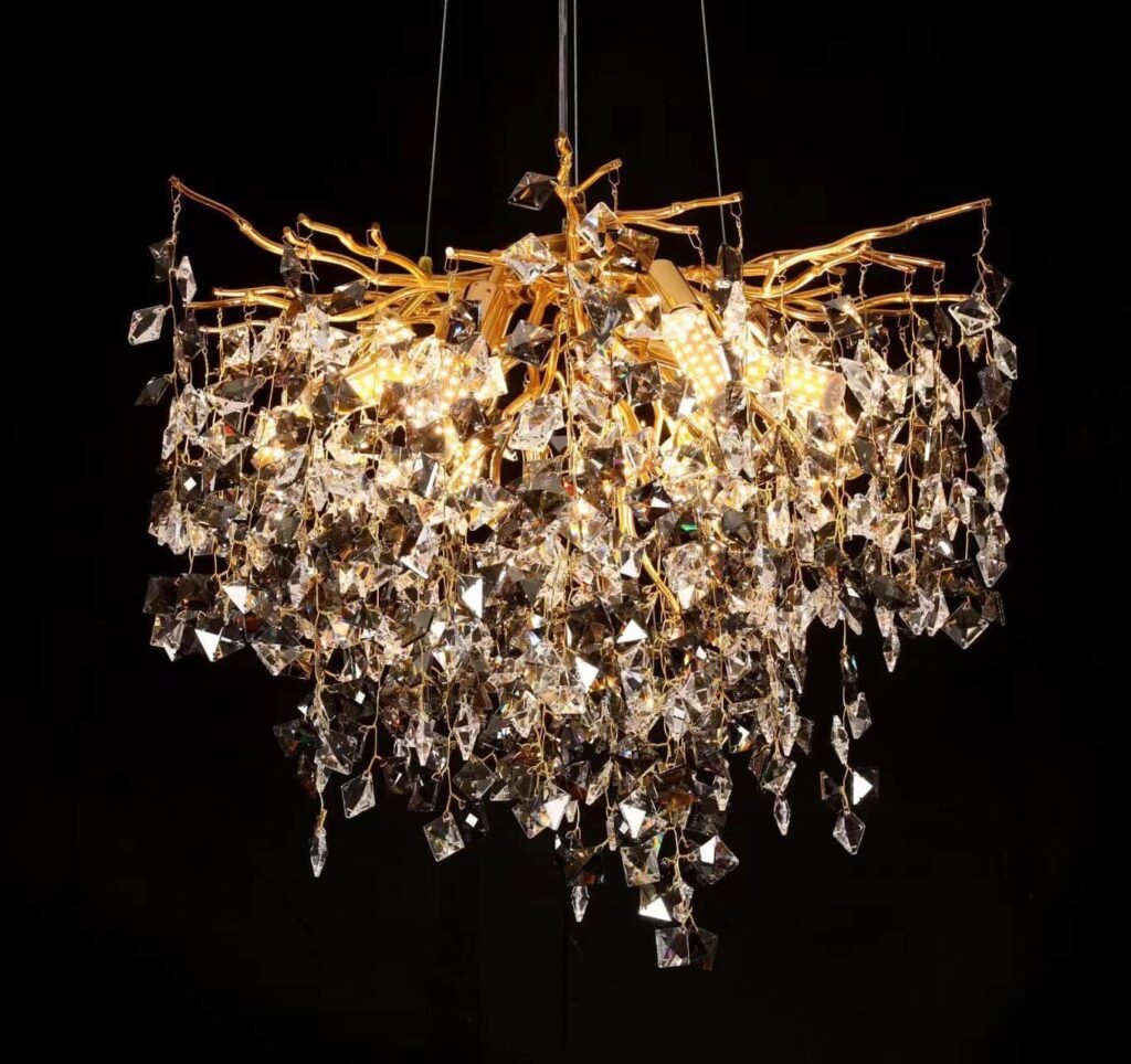Square Bead Tree Branch Crystal Chandelier - SKU 5042 view 2