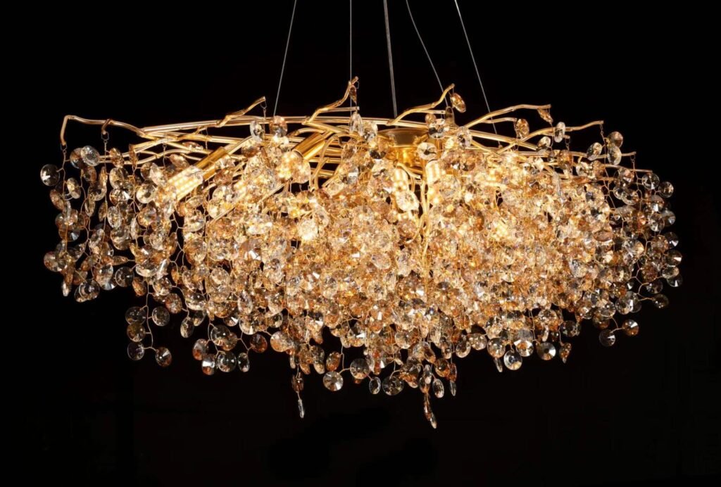 Sunflower Tree Branch Crystal Chandelier (5012) crystal and finish close-up