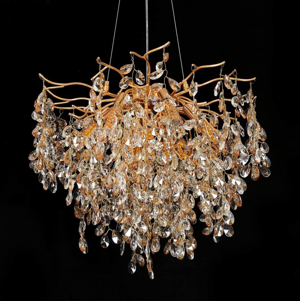 Teardrop Tree Branch Crystal Chandelier (5018) installed in an interior