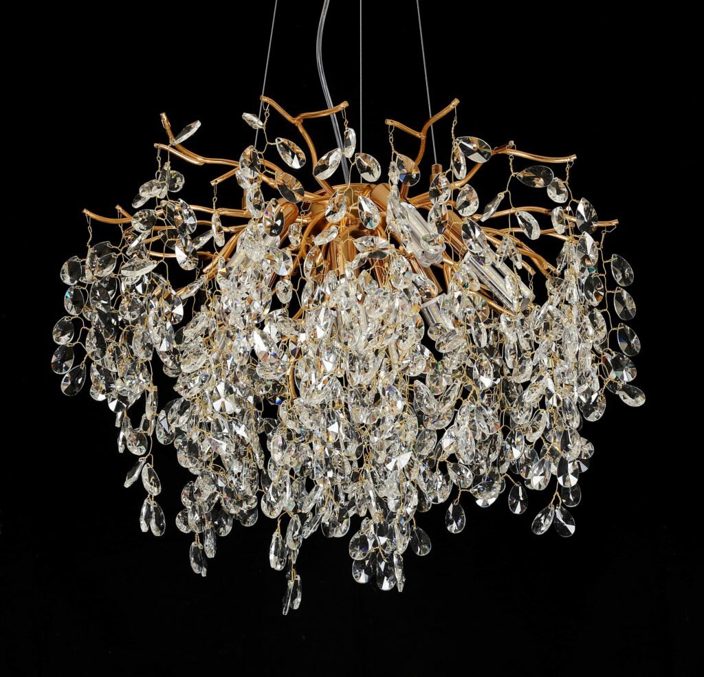 Teardrop Tree Branch Crystal Chandelier (5018) crystal and finish close-up
