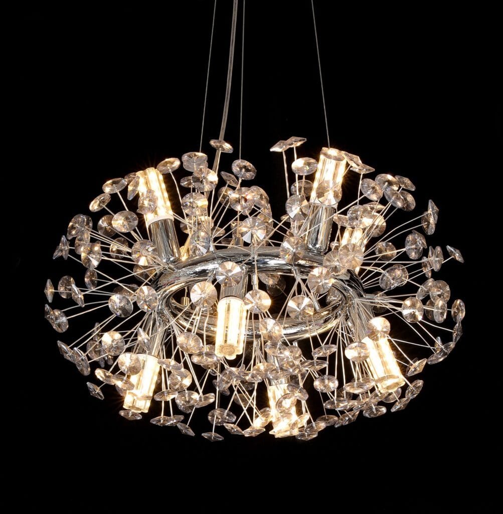 Dandelion Tree Branch Crystal Chandelier (3116) installed in an interior