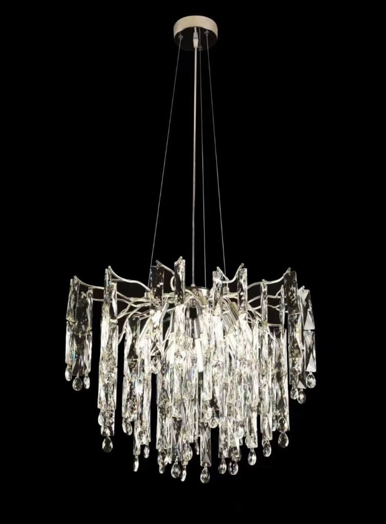 Faceted Bar Modern Crystal Chandelier (6003) installed in an interior