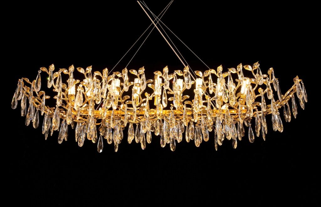 Linear Branch Round Crystal Chandelier - SKU 7005 view 2