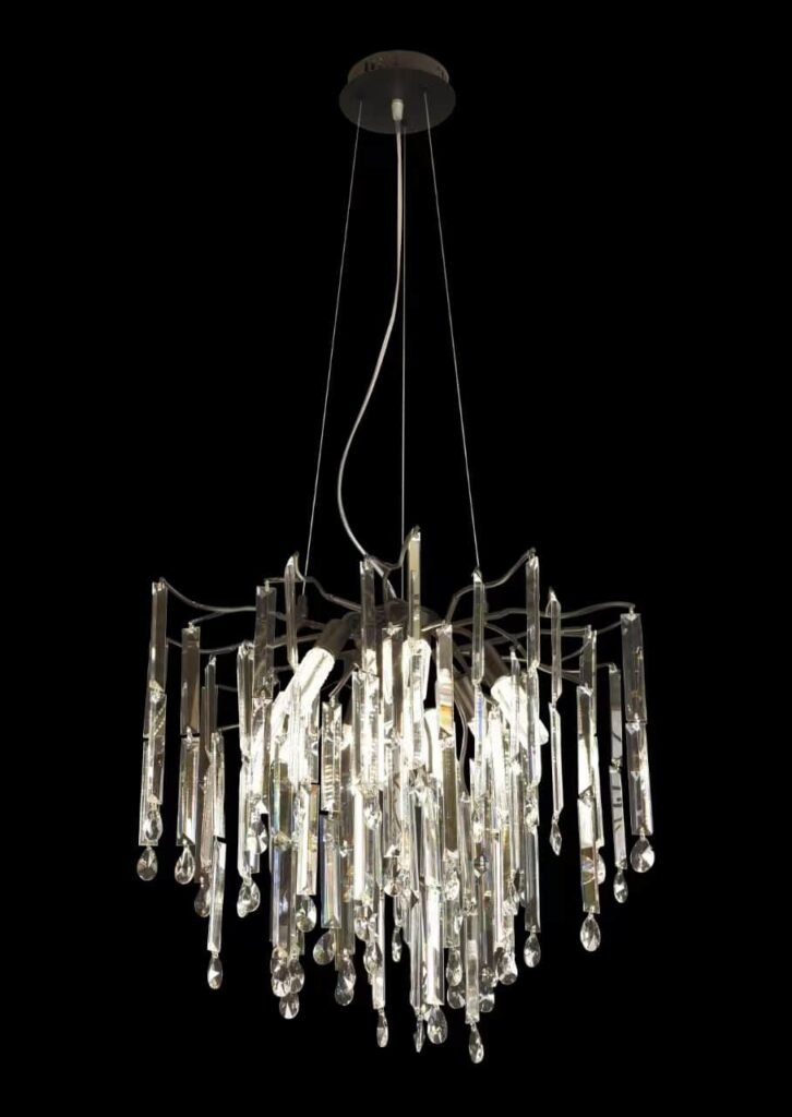 Prism Bar Modern Crystal Chandelier (6001) installed in an interior