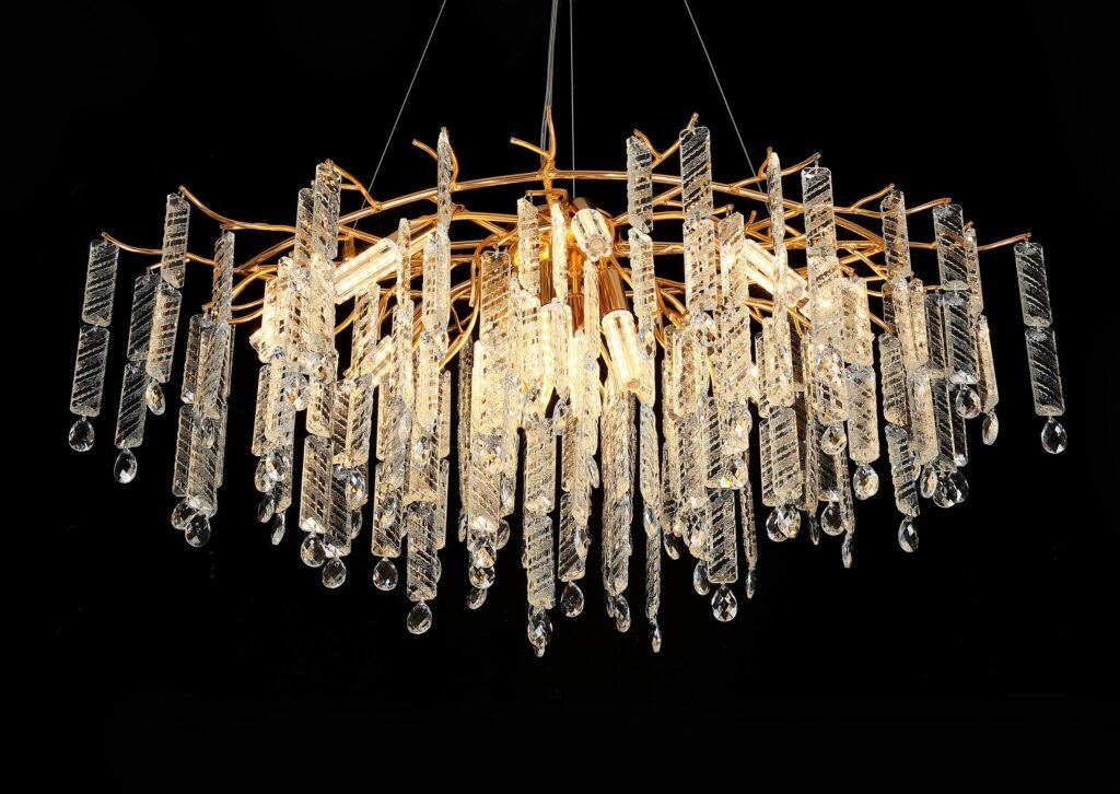 Twill Modern Crystal Chandelier (6007) installed in an interior