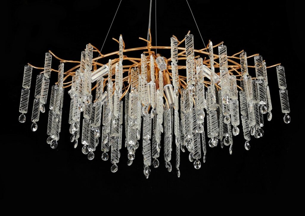 Twill Modern Crystal Chandelier (6007) crystal and finish close-up
