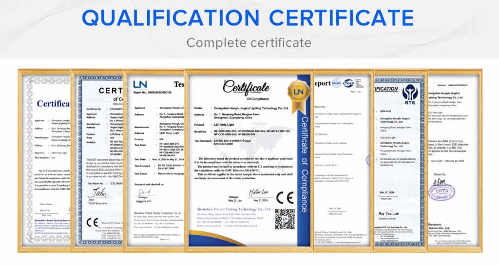 CE and RoHS qualification and test certificates issued to Zhongshan Hongfu Jinghui Lighting Technology Co., Ltd.